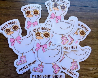 Pegatina "Lee tu Biblia" de Silly Goose, vinilo impermeable