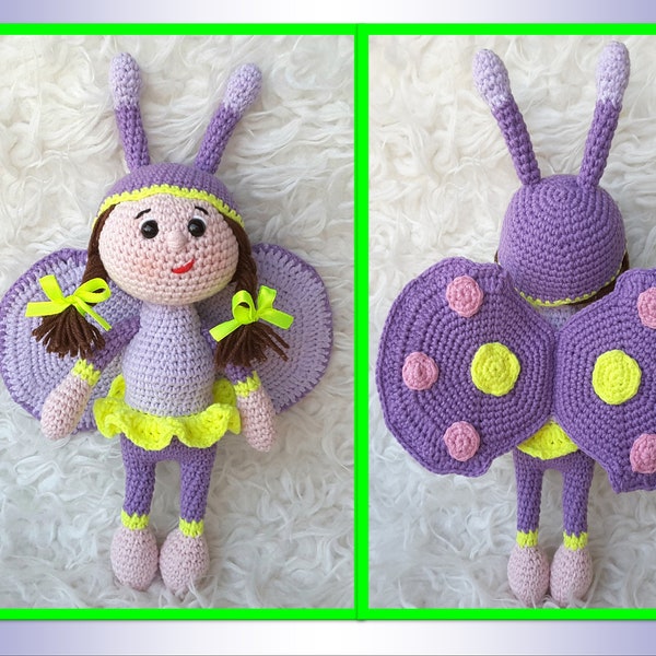 CROCHET PATTERN - Butterfly toy pattern - Amigurumi animal pattern - Stuffed insect tutorial - Doll crochet pattern