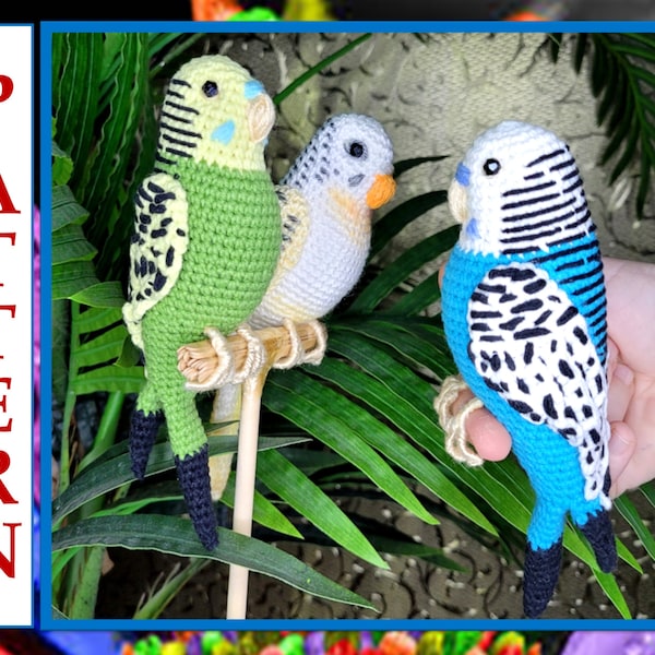 CROCHET PATTERN - Bird toy pattern - Amigurumi budgie pattern - Stuffed Realistic bird tutorial - Crochet animal pattern