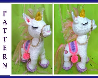 CROCHET PATTERN - Unicorn toy pattern - Amigurumi horse pattern - Easy to follow animal tutorial