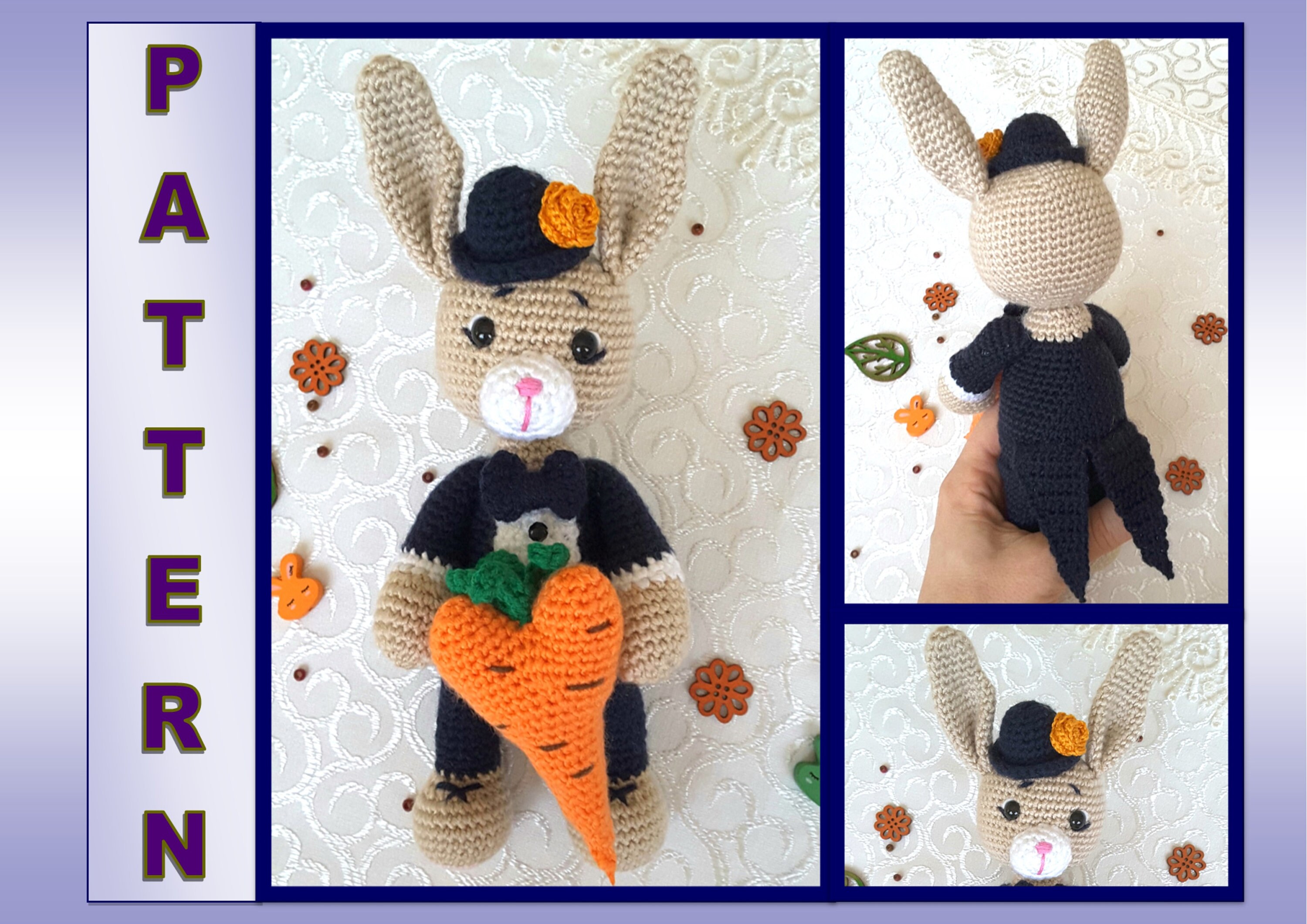 CROCHET PATTERN Bunny Toy Pattern Amigurumi Animal Pattern Crochet ...