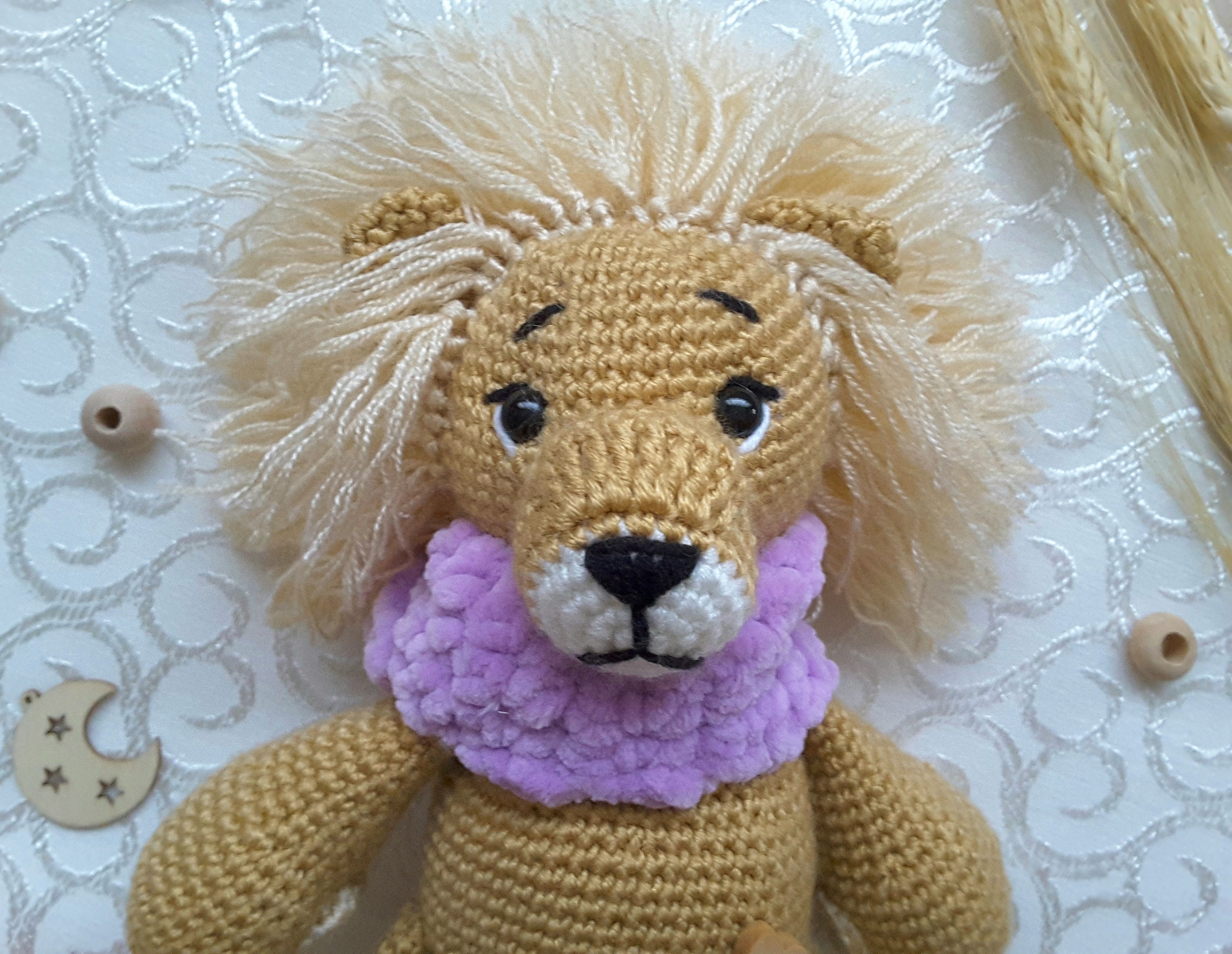Handmade Crochet Lion Toy in Green Jumpsuit main image 0
