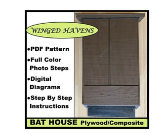 Bat House DIY plywood/composite digital pdf pattern by Winged Havens