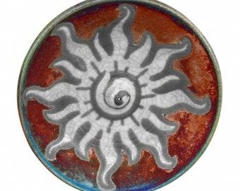 Raku Incense Burner Sun