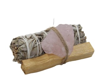 Smudge & Crystal Cleansing Bundle - Rose Quartz