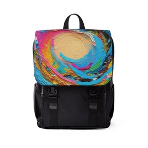Zaino casual a tracolla con motivo a sole in carta strappata, borsa a tracolla e borsa alternativa in carta strappata con quilling.