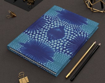 Shibori Design Diario de tapa dura mate, estampado teñido anudado de estilo japonés Shibori azul, regalo perfecto para artistas, escritores y estudiantes.
