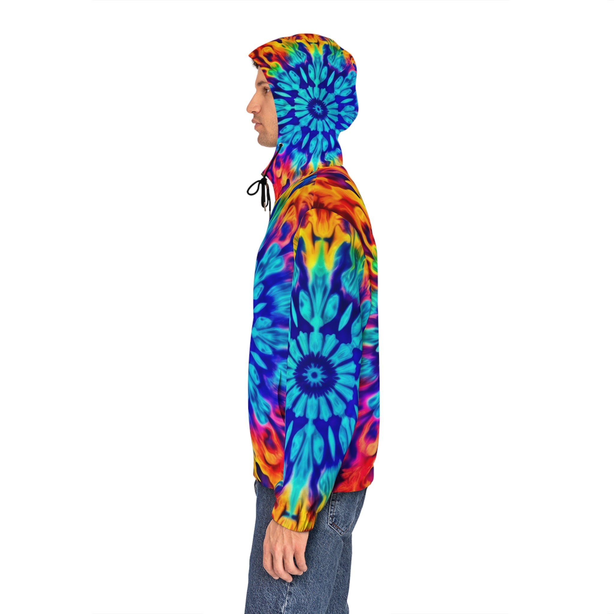 Tie-dye Print Hoodie Zip up Sweatshirt Amazing Sunburst