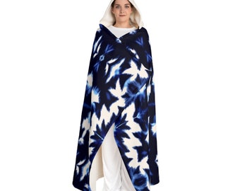 Manta polar Sherpa con capucha y efecto tie-dye japonés Shibori, acogedora manta polar Sherpa con capucha y efecto tie-dye Shibori: ¡manténgase abrigado con estilo!