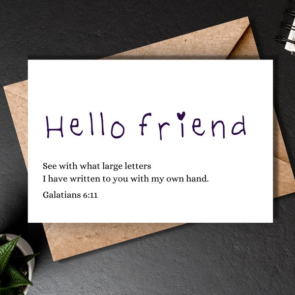 Hello Friend Friendship Card For Best Friend Husband Wife Parent Son Daughter Love Encouragement Christian Just Because Blank Greeting Card