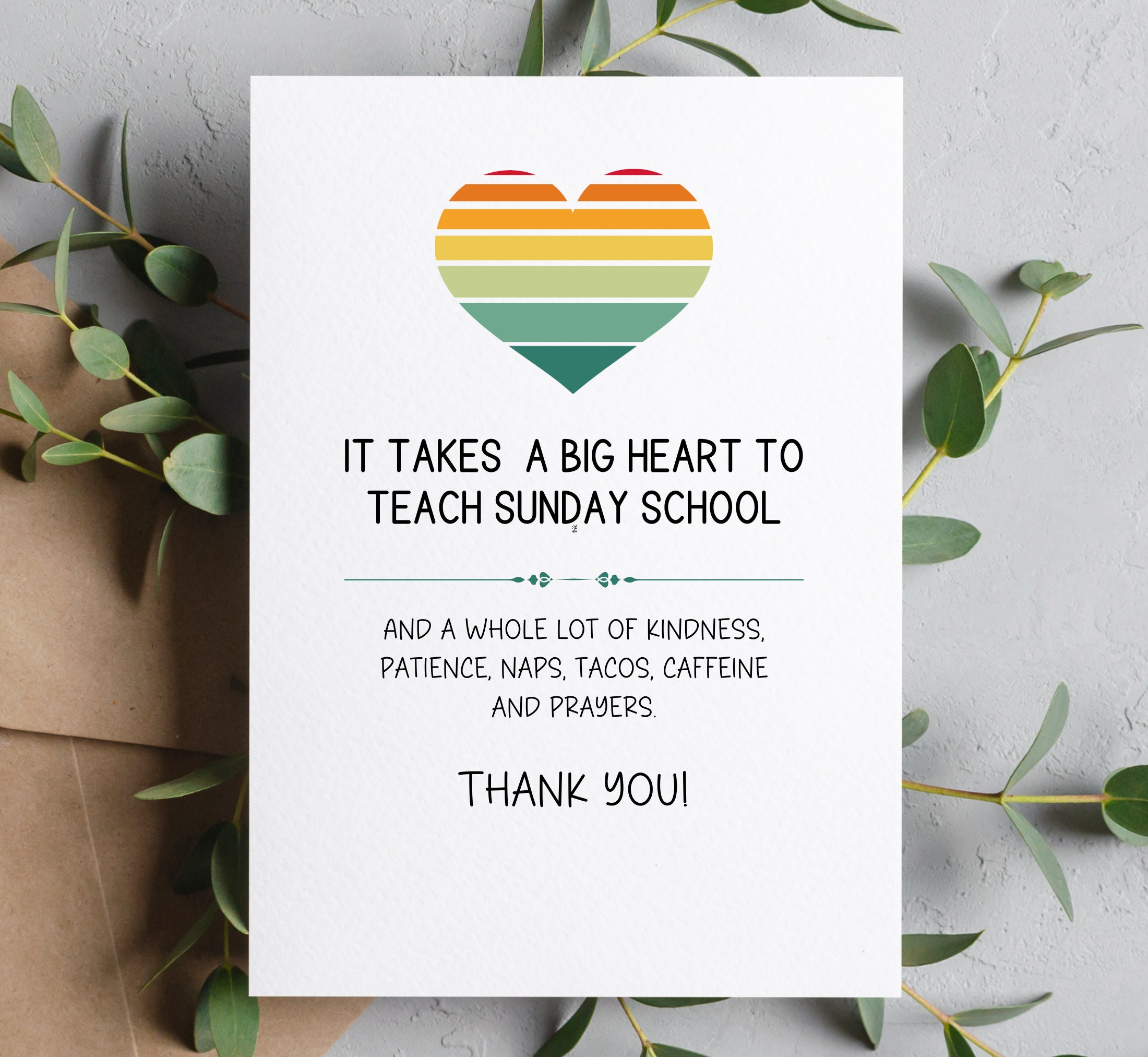 Thank You Sunday School Teacher Humor Blank Greeting Card Etsy