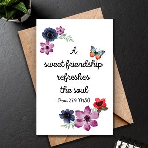 Zoete vriendschap Spreuken 27:9 / christelijk geloof / aanmoediging inspiratie / hou van Jezus Bijbel / gewoon omdat lege wenskaart