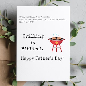 Grilling is Biblical Funny Fathers Day Christian Humor Scripture Bible Blank Card
