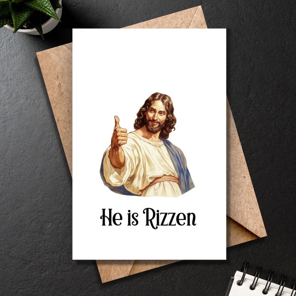 Funny Easter Card, He is Rizzen, Resurrection Day, Christian Faith, Encouragement Inspiration, Humor Love, Bible, Blank Greeting Card