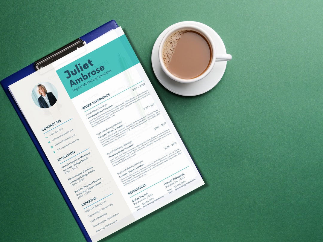 Modern Resume CV Template for Canva Professional Creative - Etsy
