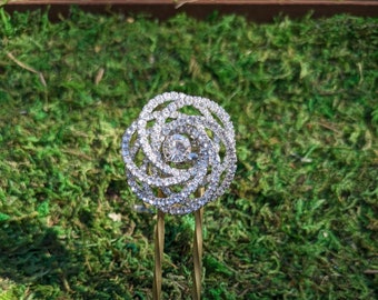 Fourchette à cheveux en laiton torsadée à la main avec bijoux en strass