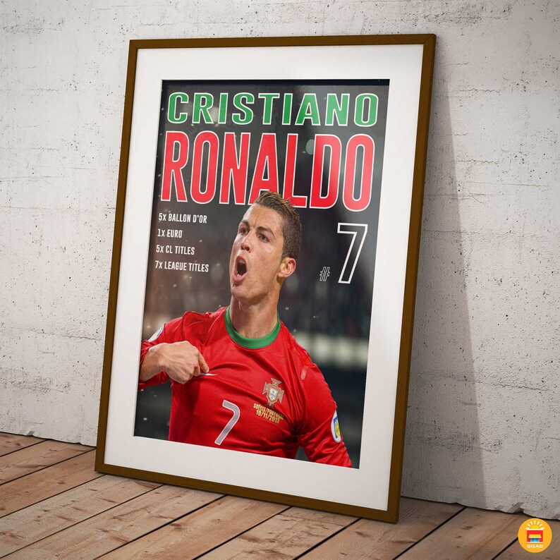 Printable Cristiano Ronaldo Poster With Football Titles, High Quality ...