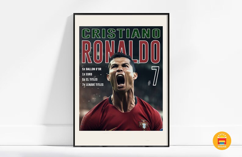 Printable Cristiano Ronaldo Poster With Football Titles High - Etsy