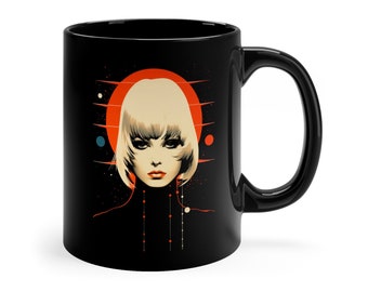 Retro 70s Sci-Fi 11oz Cup Blonde Moon Girl Coffee Tea Hot Chocolate Retro 1970s Mug Vintage Cup Sci Fi Birthday Gift Barbarella Mug Woman