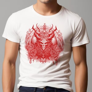 Red Devil 2 Tshirt Black Metal T shirt Heavy Metal Tee Horror Gift Satan Tshirt Gothic Behemoth Birthday Gift Rock T-shirt Demon Unisex Tee