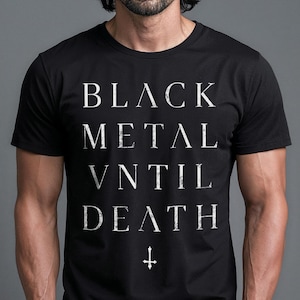 Black Metal Until Death Tshirt Gothic Clothing inverse Cross Tee Dark Metal Clothing Behemoth Graphic Occult Wear Heavy Metal Festival Tee