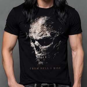 From Hell Black Metal Dark Skull Shirt Gothic Clothing Devil Tee Dark Clothing Behemoth Graphic Alternative Wear Heavy Metal Concert Shirt