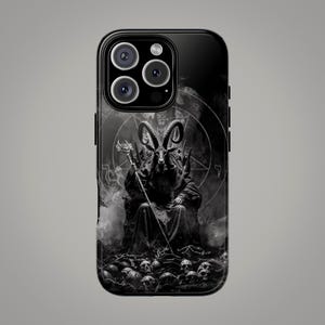 Gothic Satan Phone Case Devil Design Black Metal Mobile Cover Demon Art Skull Gift for iPhone Occult Protector Beast Style Phone Holder Dark