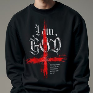 Inverted Cross Black Metal Sweatshirt Heavy Metal Sweat Satanic Symbol Jumper Horror Gift Behemoth Gothic Birthday Gift Rock Long Sleeve