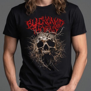 Blackened Thorns Black Metal Skull Tshirt Heavy Metal Tee Horror Gift Death T shirt Gothic Birthday Gift Rock Skull T-shirt Zombie Shirt