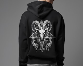 Duivel 3 666 Hoodie Black Metal Sweatshirt Heavy Metal Jumper Front Back Print Satan Gift Gothic Horror Verjaardagscadeau Lucifer Occult Zweet