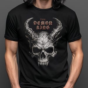 Demon King Skull Black Metal Tshirt Heavy Metal Satanic Tee Horror Gift Behemoth T shirt Gothic Birthday Gift Occult Devil Festival Shirt