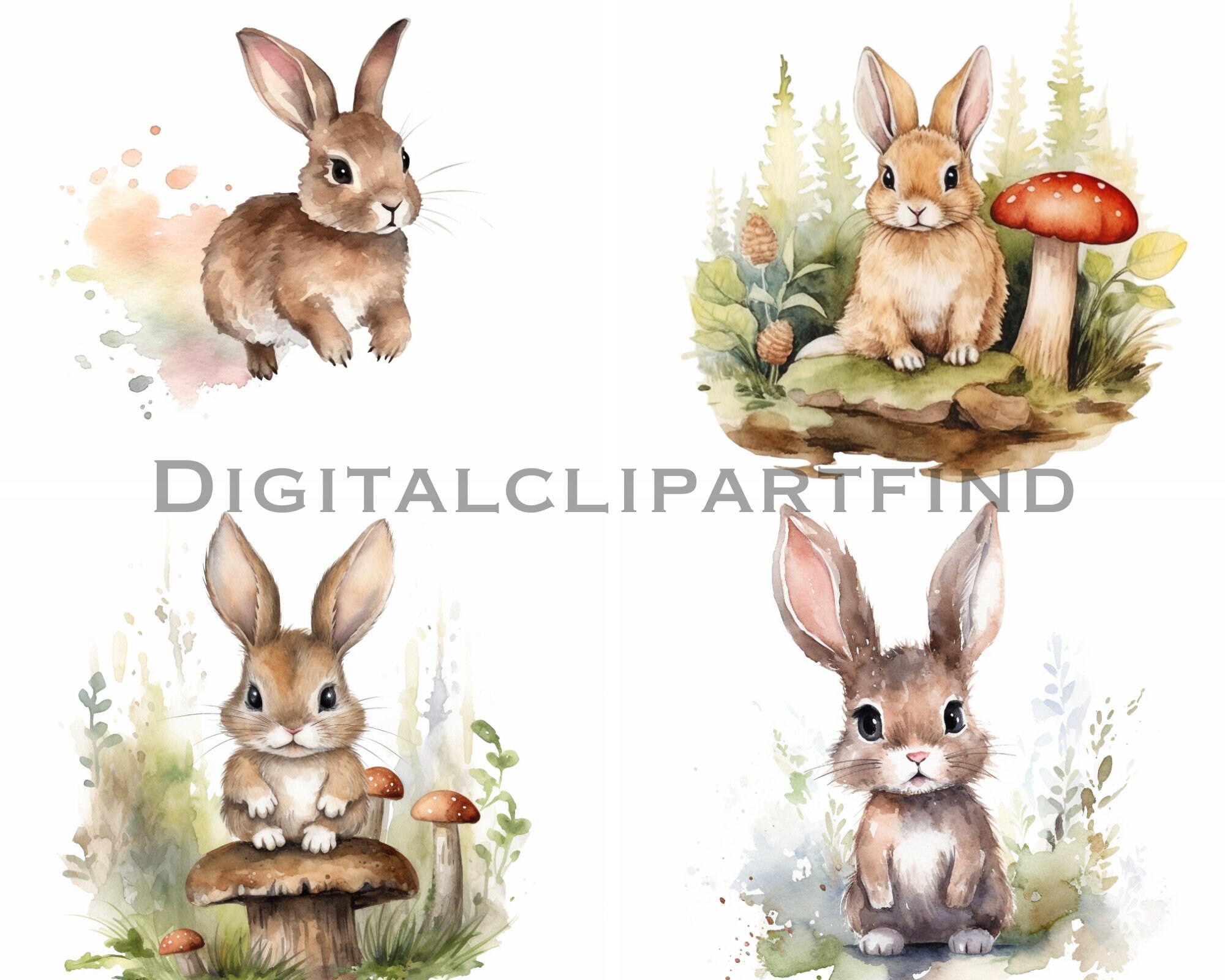 Woodland Animals Clipart Watercolor Clipart for Commercial Use ...