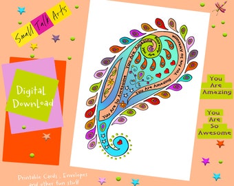 Tarjeta de felicitación imprimible "Eres increíble" más sobre personalizado con estrellas. Tarjeta 5x7 de descarga instantánea colorida, inspiradora y caprichosa.