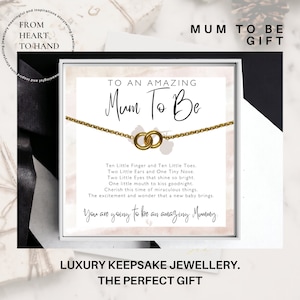 Baby Shower Gift for Mum To Be, Expecting Mum Necklace Gift, Baby Shower Mummy Gift, 18K Gold Two Circle Dainty Necklace, Keepsake Gift