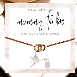 Baby Shower Gift for a Mum To Be, Gold Knot Style Necklace in a Beautiful Linen Magnetic Gift Box, Heart warming with Special Card