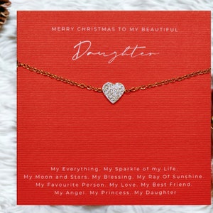 Daughter Xmas Bracelet Gold Heart with a stunning Gift Box, Perfect Christmas Jewellery Gift for Daughter