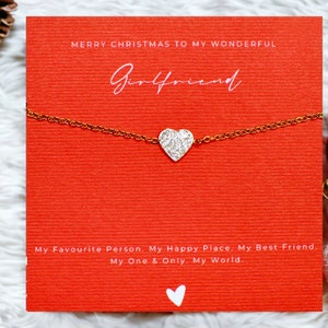 Girlfriend Xmas Bracelet Gold Heart with a stunning Gift Box, Perfect Christmas Jewellery Gift for Girlfriend