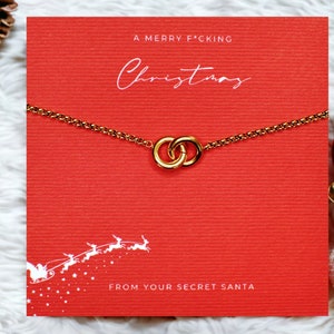 Secret Santa Xmas Necklace Gift, Merry F*cking Christmas, Gift Box, Gift for Secret Santa For Her