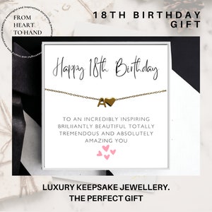 18th Birthday Necklace Gift | 18th Birthday Jewellery | 18th Gift for Her | Personalised Dainty Letter with a Delicate Gold Heart Pendant