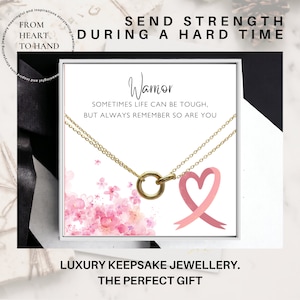 Cancer Support Necklace Gift, Warrior Gift, Breast Cancer Survivor Keepsake Gift, Pink Ribbon Breast Cancer Jewellery, Strength Gift