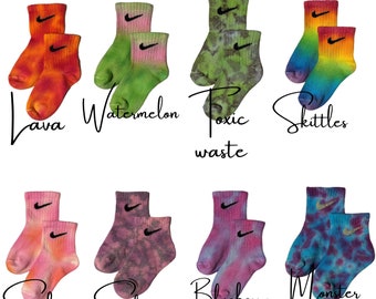Tie Dye Toddler Nike Socks, Toddler Colorful Socks, Handdyed socks, Toddler Crew Socks, Tie Dye Socks, 4C - 7C Toddler Socks, 2-4yrs old