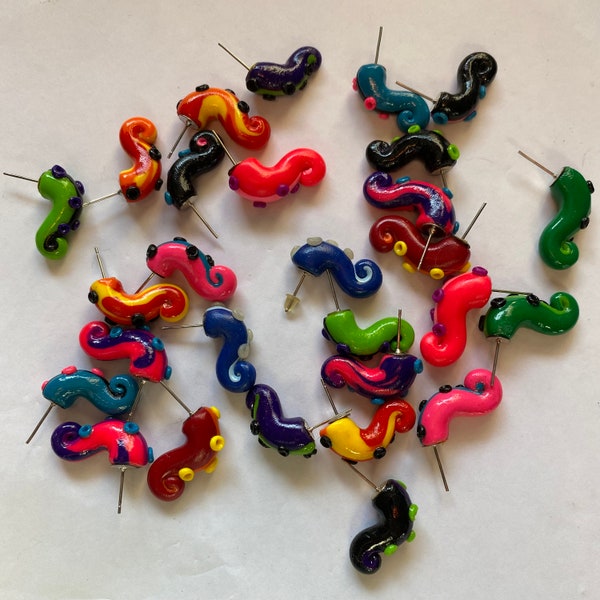 Randomly selected matching pair of mini tentacle earring studs