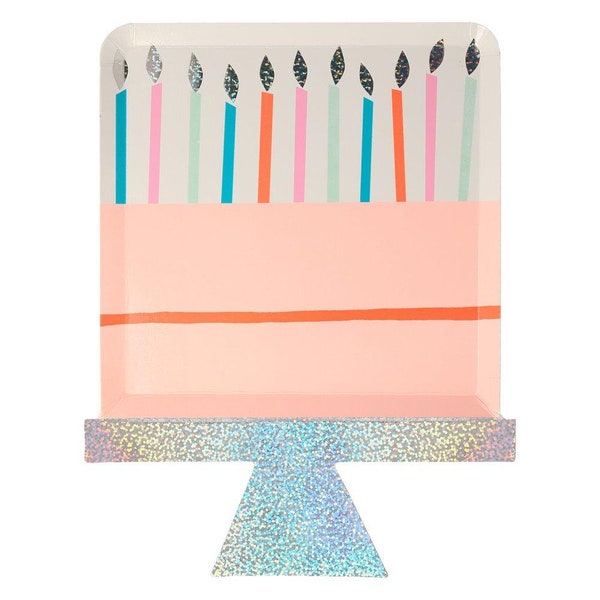 Happy Birthday Neon Cake Paper Party Plates