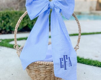 Personalized Seersucker Easter Basket Wreath or Swaddle Sash