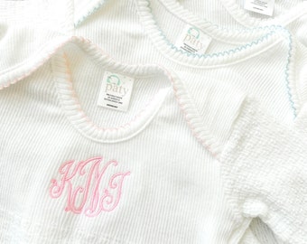 Monogrammed Paty Luxury Knit Picot Trim Newborn Baby Gown