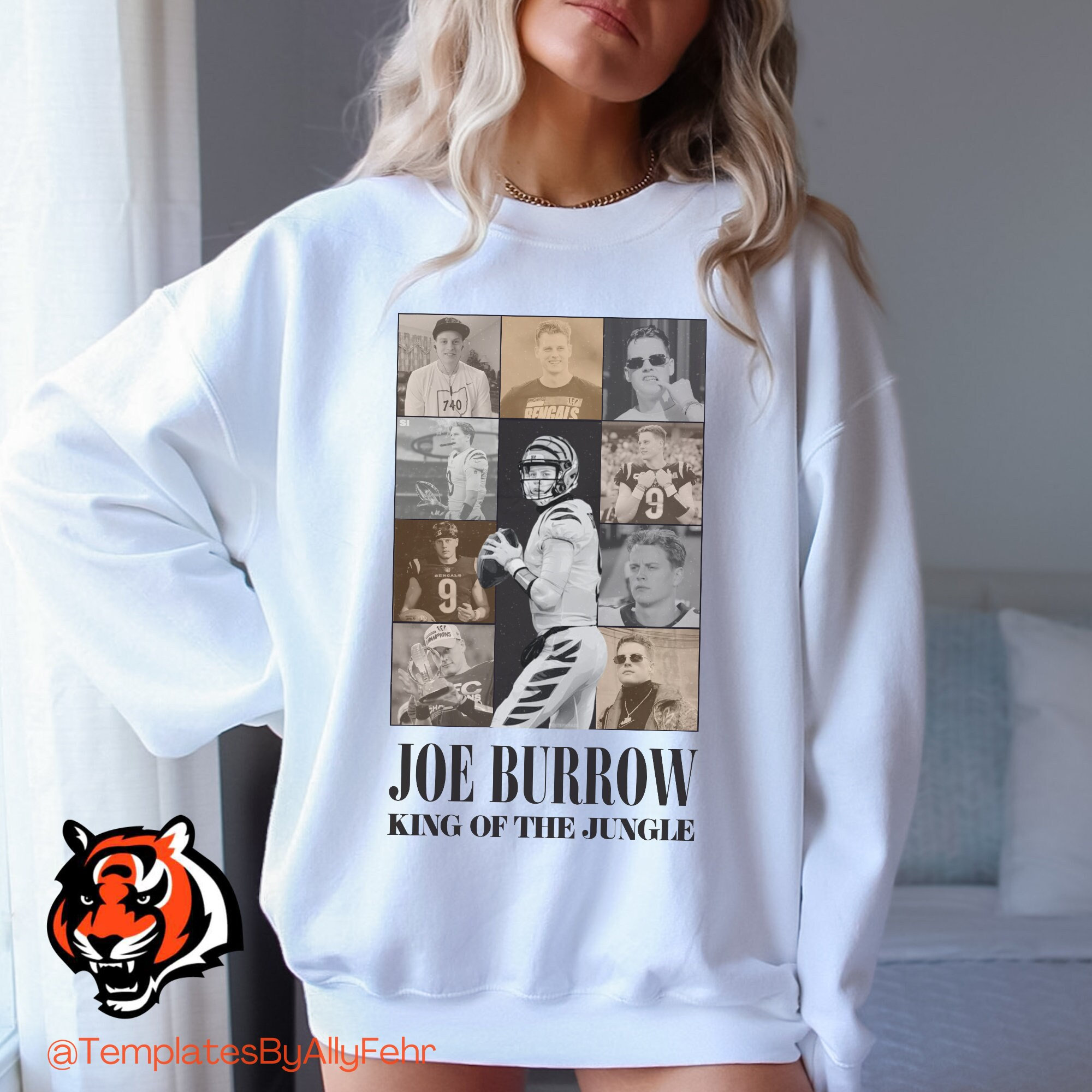 Joe Burrow King of the Jungle Gildan 18000 Crewneck Football Crewneck  Football Sweatshirt Football Game Day Shirt Eras Tour