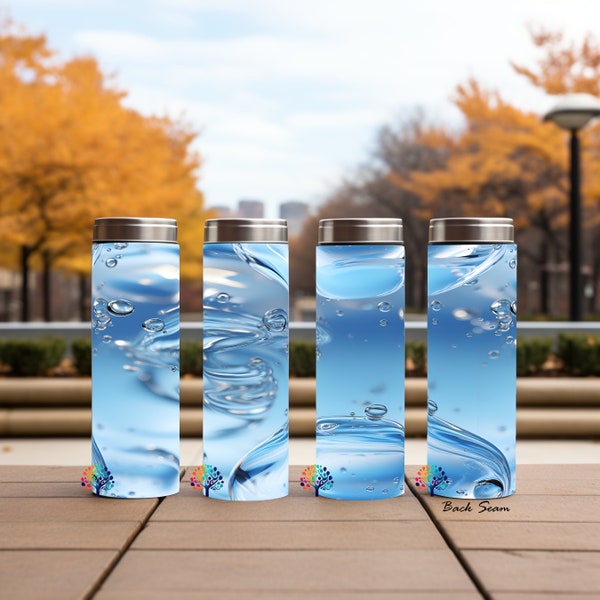 Liquid Water Effect, Water Design, 20 oz Skinny Tumbler Sublimation Design, Straight & Tapered Tumbler Wrap, 3D Tumbler Wrap