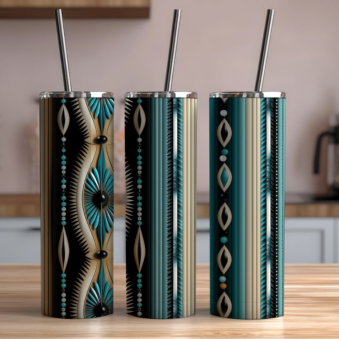 Native Beading Design, Seamless Design,20 Oz Skinny Tumbler Sublimation