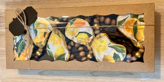 Oyster Shell Napkin Rings Lemons Oranges Grand Millennial