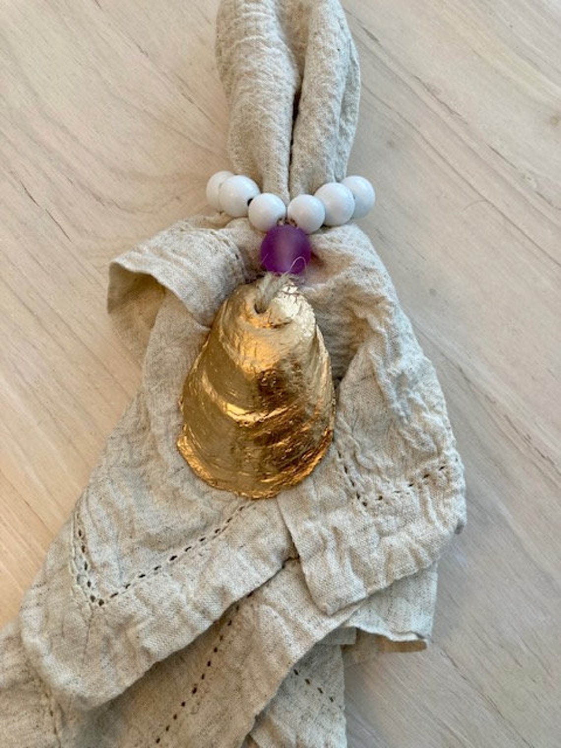 Oyster Shell Napkin Rings Pastel Leaf Grand Millennial Granny Decoupage ...